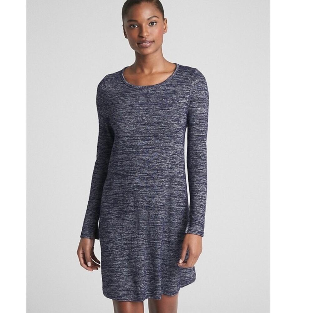 Gap Softspun Long Sleeve T-Shirt Swing Dress Sz‎ XL Navy Blue Cozy Closet Staple